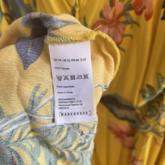 Warehouse Dress Yellow Tropical Floral 16 Ruffle Side Tie Adjustable 100%Viscose