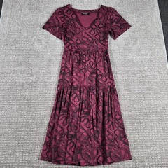 Disturbia Womens Midi Dress 4 Burgundy Ophida iSnake Print Viscose Gothic Witchy
