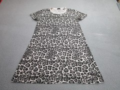 ATM Anthony Thomas Melillo Dress Womens Large Gray Black Leopard Print Crewneck