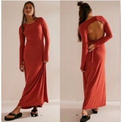 Free People Beach Aubre Open-Back Essential Maxi dress boho 90s sz M
