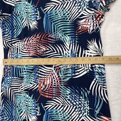 Tommy Bahama Tropical Floral Leaf T-Shirt Dress Women M Cotton Stretch Blue Pink