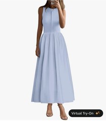 Sleeveless Patchwork Flowy Vacation Sundress Knit Long Work Tank Dress