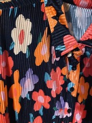 Black Flower Button Up Shirt Dress LARGE w/belt Hippie Flower Child
