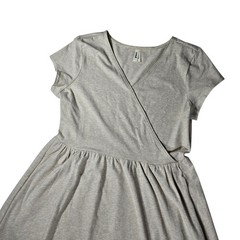 Pact Organic Cotton Fit & Flare Wrap Dress Women&rsquo;s Large Flax Heather Beige NWOT