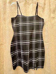 rue21 Women’s Black White Plaid Bodycon Mini Dress Square Neck Strappy L