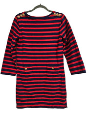 J. CREW Nautical Mariner Classic Fit Red & Navy-Blue Stripe Dress Size XS