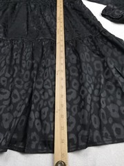 Shein Satin Black Boho Ruffle Long And Elastic Sleeve Size 8/10 (M) Casual