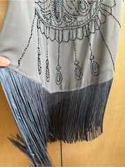 Free People Gray Blue Beaded Vintage Fringe Dress Small