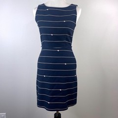 The Limited Navy Blue Nautical Striped Embroidered Sleeveless Dress Size 2