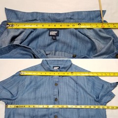 Lands&rsquo; End Women Medium 10-12 Shirt Dress Midi Blue Soft Indigo Pockets Lyocell