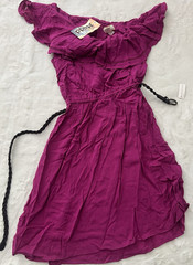 Mudd Pink Off Shoulder Dress Medium Ruffle Belted Casual Rayon Boho