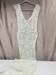 Sexy White Crocheted Mermaid Body Con Stretch Dress One Size Unbranded
