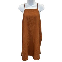 Final Touch NWT Cinnamon Brown Strappy Linen-like Dress Large Beach Summer