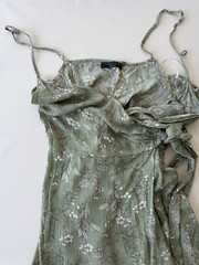 Final Touch Sage Green Floral Wrap Maxi Dress Spaghetti Strap Women’s Large