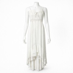 Abercrombie Fitch White Smocked High Low Maxi Dress Women&rsquo;s Small Boho Cottage