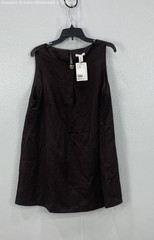 NWT H&M Women Chocolate Sleeveless Linen Blended Dress Size XL
