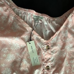 Speed Limit Pink White Floral Mini Dress Short Puff Sleeve V-Neck Button L