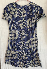 WESTPORT – SHORT SLEEVE ZIPPER BACK CULOTTE 1 PIECE DRESS, BLUE & BEIGE, SIZE 10