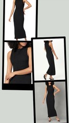 The Drop « Lena » Black High Neck Textured Midi Dress Womens L (Free Shipping)