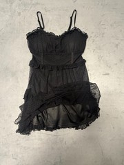 Wild Fable Layered Chiffon Ruffles Mini Dress Sz S Black Goth Punk