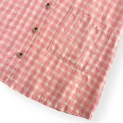 Lou & Grey Medium Pink Ivory Multi 100% Linen Gingham Button Front Dress NWOT