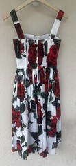 DOLCE & GABBANA Pop Rosa Print Rossa Bustier Poplin Midi Dress Size IT 36 US 0