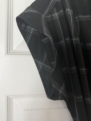 Calvin Klein Black & White Windowpane Midi Shirt Dress with Waist Tie 12