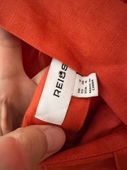 AUTH REISS Paules Linen Open-Back Maxi Dress in Coral Orange UK SZ 68/16