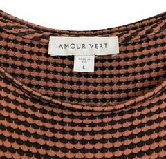 AMOUR VERT Colombe Scallop Striped Rib Knit Midi Dress Size L Tie Waist Slit