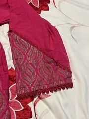 Gul Ahmed Ideas Pret Leaf Pattern Buttoned-Up Kurta Tunic Dress – Pink – Size M