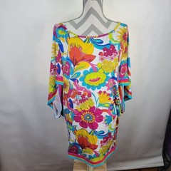 Trina Turk Fontain Tunic Swim Coverup Mini Dress Boatneck Nylon Elastane Size L
