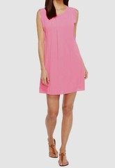 $145 Brigitte Bailey Womens Pink Crew-Neck Pleated Sleeveless Shift Mini Dress M