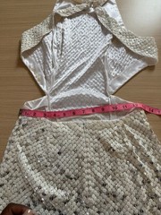 Cache White Sequin Open Back Formal Gown Dress Size 6 Altered Prom Gala Evening