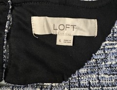 Loft Womens Blue Tweed Dress Back Cut Out Lined Size 6 Rounded Neck.