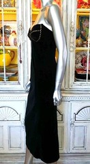 Betsey Johnson Vintage LUXE 90s RUNWAY Black Stretch Velvet Midi Slip Dress Sz S