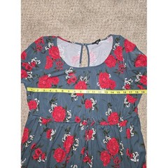 Torrid Blue/Gray Floral Tiered Dress with Red Roses Size 2xl
