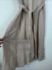 New York & Co. Linen Blend Women’s 14 Button-Front Shirt Dress Belt Beige Taupe