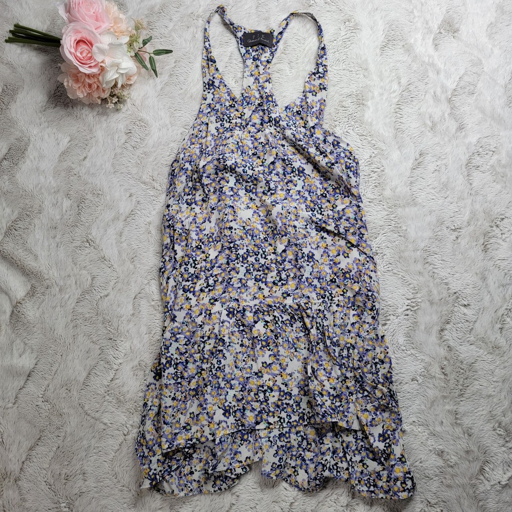 PJK Patterson J Kincaid Silky Ditsy Floral Print Ruffle Dress Size Unknown