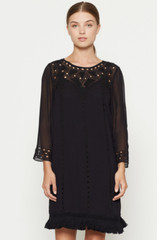 NWT $398 Agatha Laser-Cut Crepe Shift Dress, Caviar – XXSMALL