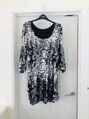 Feather & Bone London Black Silver Sequin dress / Tunic S Uk 8 10