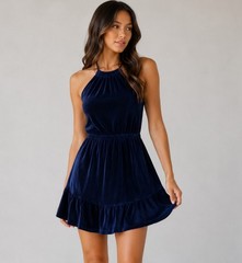 Aqua Velvet Navy Mini Dress size small