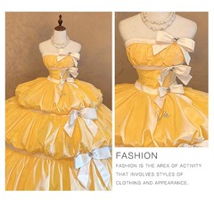Yellow Strapless Lolita Princess Dress Coming-of-age Ceremony Dreamy Cake Skirt