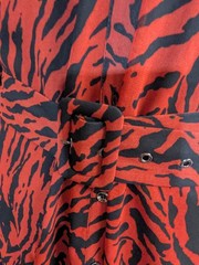 Mint Velvet Dress Ladies Layered Tiger print Cherry Red Flow Button Up UK 18