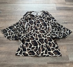 MSK Knee-High Sheer Animal Giraffe Dress, Vintage, Black/Brown/White, Size S