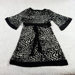 My Michelle Womens Bell Sleeve V-Neck Dress Black Gray Animal Print Size L