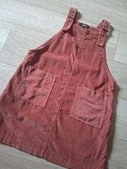 Next Pink Cotton Cord Pinafore Dress Pockets Bib & Brace Dungaree Corduroy UK14
