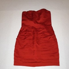 Express Y2K Red Strapless Ruffle Tiered Cocktail Mini Dress Size 8 Bodycon $98