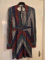 Topshop Celia Birtwell Dress Floral Open Back Stretch Jersey UK 12 Union Jack