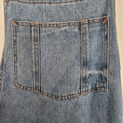 American Eagle Medium Wash Denim Overall Dress Mini Pinafore Raw Hem Womens M