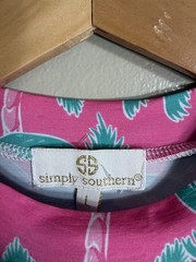 Simply Southern Womens Large Pink Palm Tree Shift Dress Tropical Beach Preppy